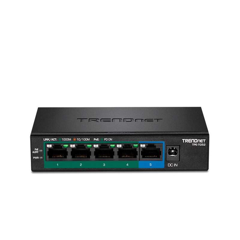 Switch de red TRENDnet de 5 puertos PoE+ Gigabit