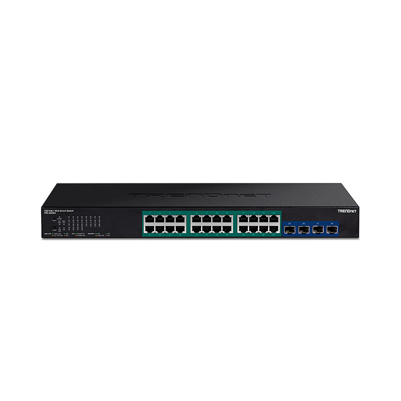 Switch Administrable TRENDnet de 24 puertos gigabit PoE+ y 4 SFP+ 10G