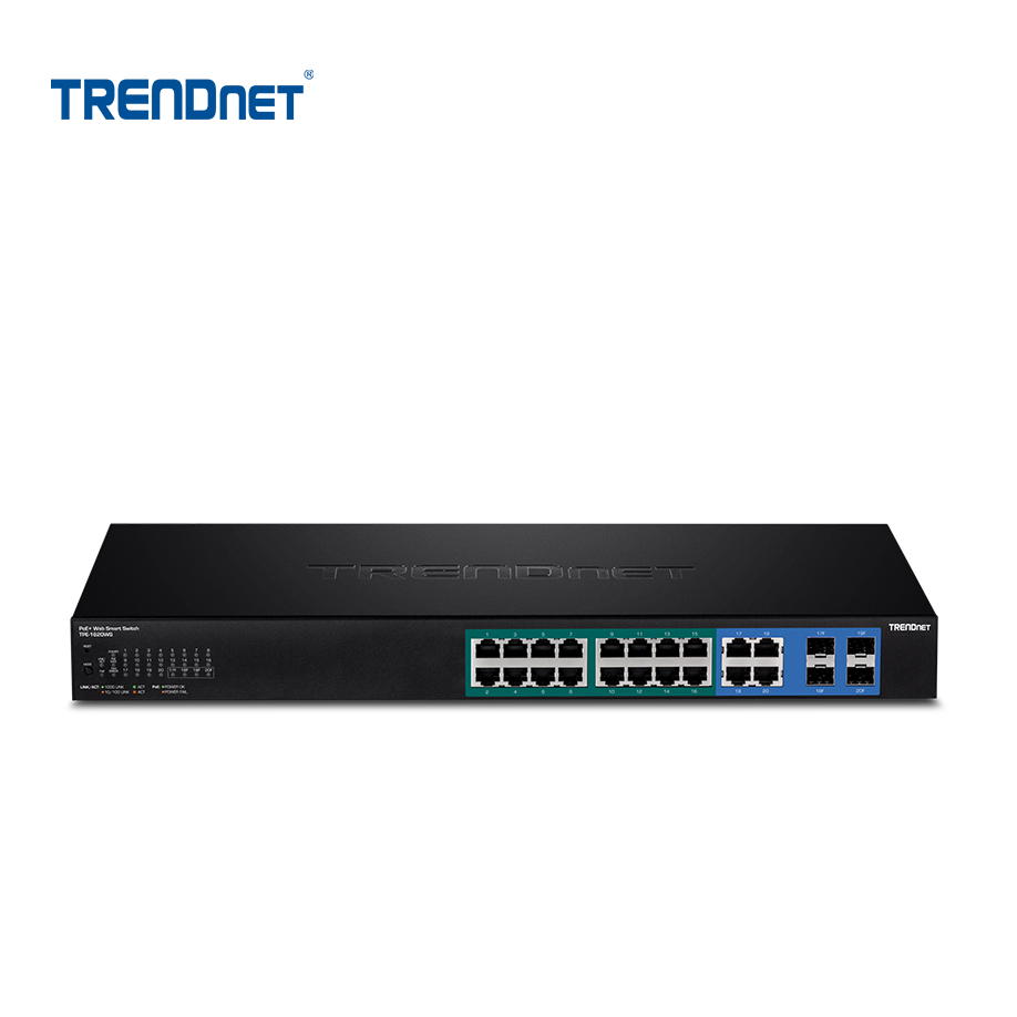 Switch Administrable TRENDnet de 16 puertos PoE+ 4 gigabit y 4 SFP