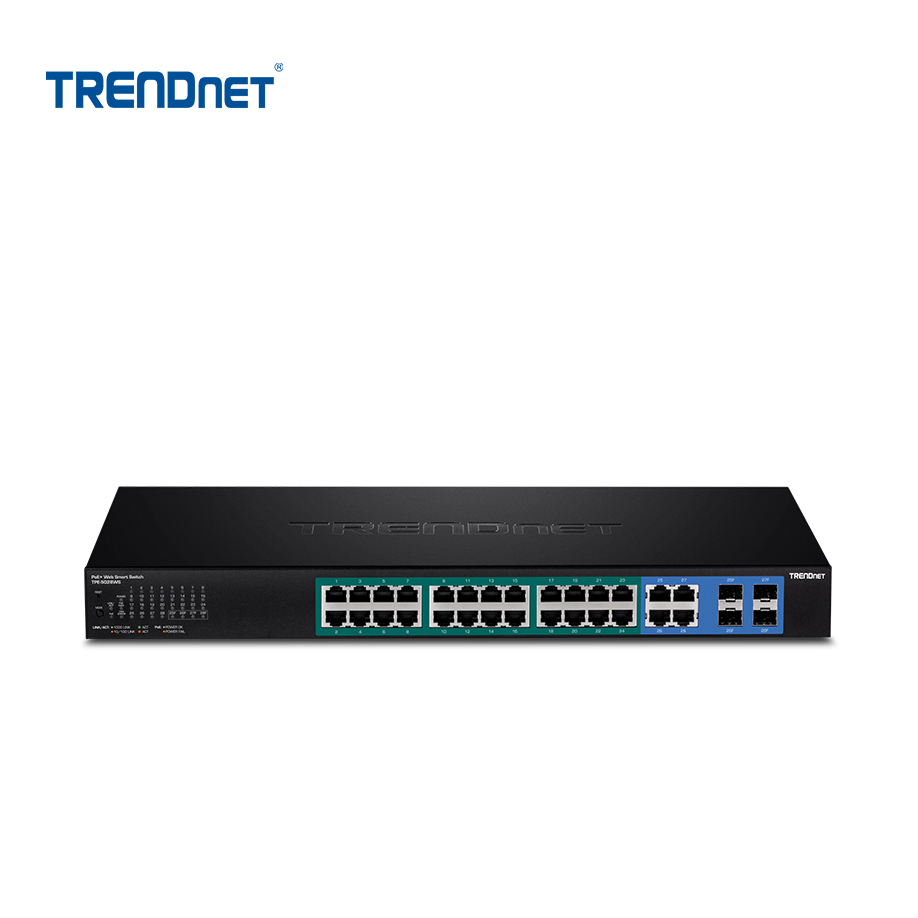Switch Administrable TRENDnet de 24 puertos PoE+ 4 gigabit y 4 SFP