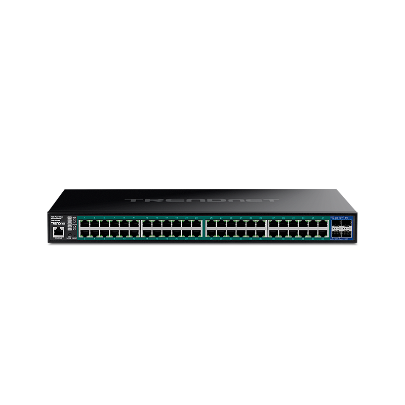 Switch Administrable TRENDnet de 48 puertos gigabit PoE+ y 4 puertos SFP+ 10G